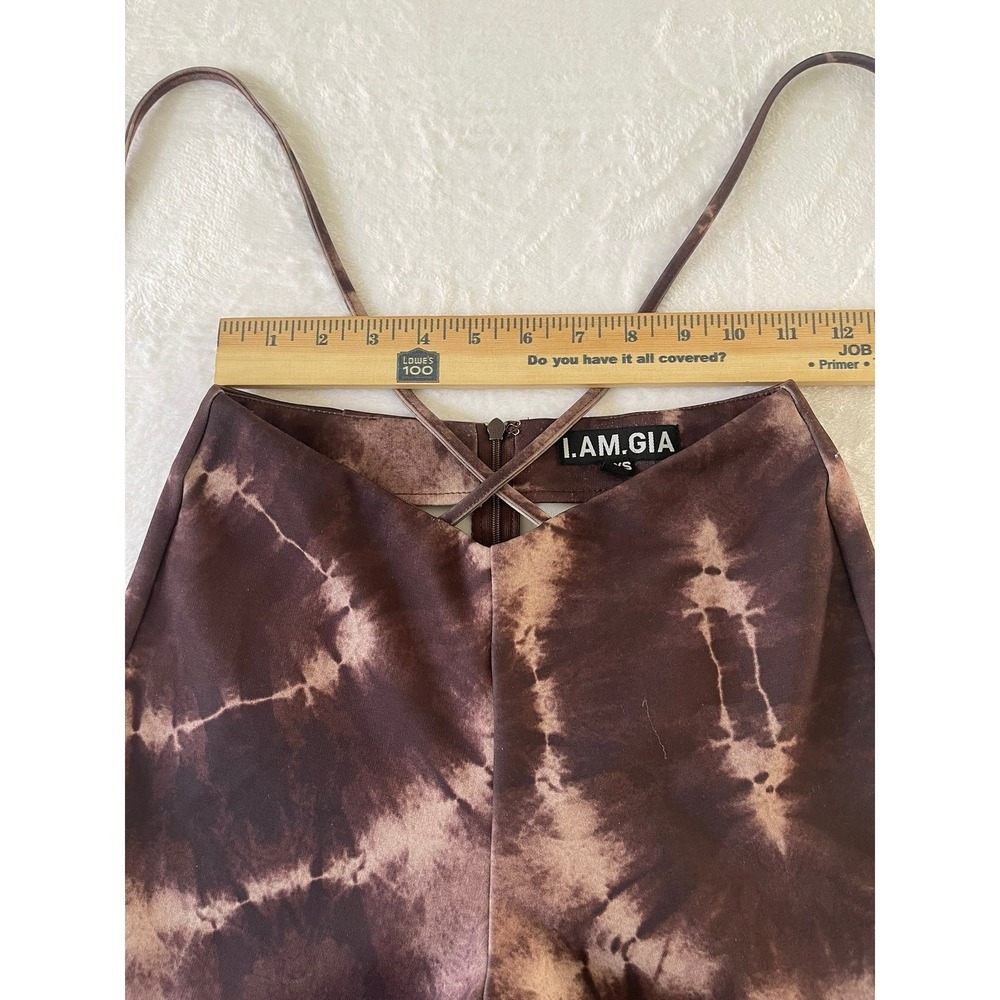 I.AM.GIA Evie Brown Tie Dye V-Cut Flare Pants XXS High Waisted Y2K Streetwear - Picture 5 of 9